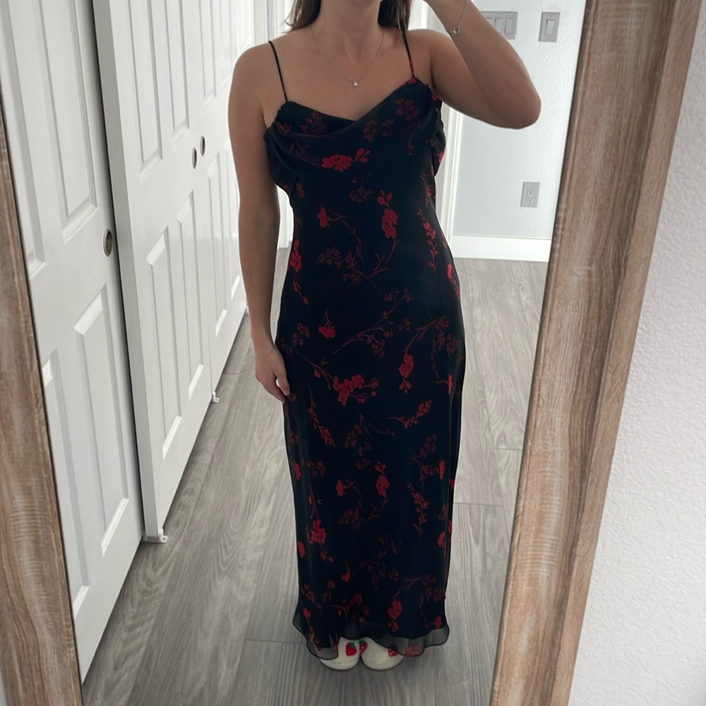 Vintage Betsy & Adam by Jaslene Black/Red Floral Formal Dress - Picture 3 of 9